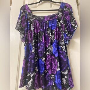 Michael Kors Floral Women's Top in Purple and Blue Size Large